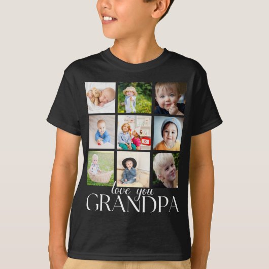 Love You Grandpa Beautiful Collage 9 Photos T Shir T-Shirt (Vorderseite)