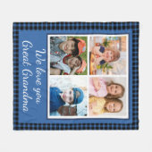 Love You Great Grandma 4 Photo Collage Blue Plaid Fleecedecke (Vorderseite (Horizontal))