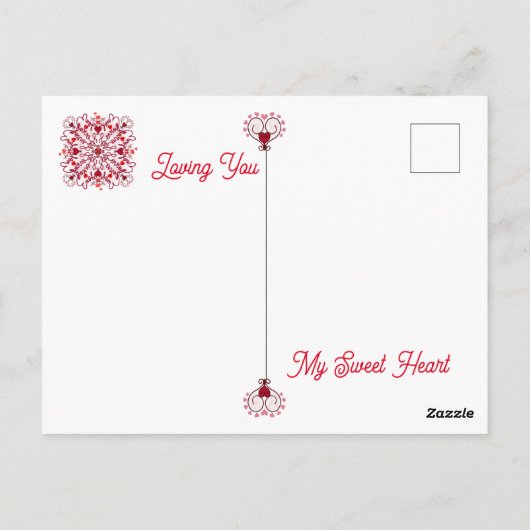 Love You handgeschriebene nahtlose Doodles Valenti Postkarte (Rückseite)