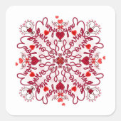 Love You handgeschriebene nahtlose Doodles Valenti Quadratischer Aufkleber (Vorderseite)