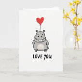 Love You Hippo Heart Balloon Card Karte (Gelbe Blume)
