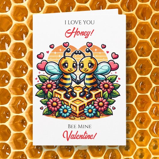 Love You Honey | Bee Themed Valentine's Day Karte