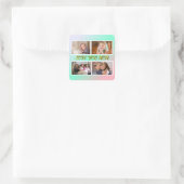 Love You Mom 4-Photo Pastel Tribute Quadratischer Aufkleber (Tasche)
