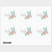 Love you mom callipraphy floral frame runder aufkleber (Blatt)