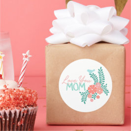 Love you mom callipraphy floral frame runder aufkleber