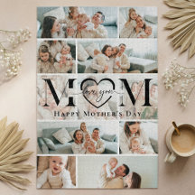 Love You Mom Heart Photo Collage Mother's Day