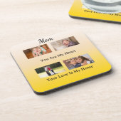 Love You Mom – Minimalist Four Photo Getränkeuntersetzer (Linke Seite)