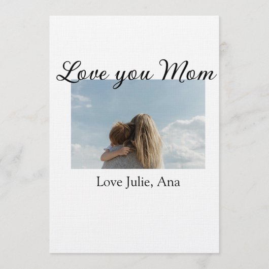 love you mom mothers day add photo name simple einladung (Vorderseite)