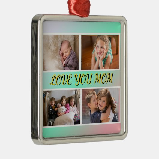 Love You Mom Pastel Tribute Keepsake Ornament Aus Metall (Rechts)