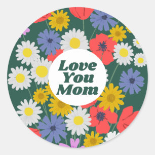 Love You Mom Runder Aufkleber