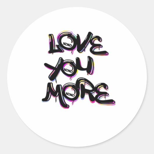 Love You More Clean Modern Design Runder Aufkleber (Vorderseite)