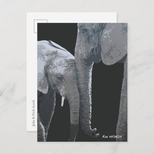Love You More, Elephant Original Art Postkarte (Vorne/Hinten)