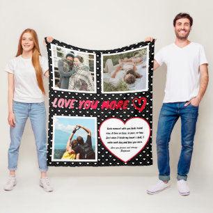 "Love You More" Foto- und Liebesgedicht-Herzen Fleecedecke