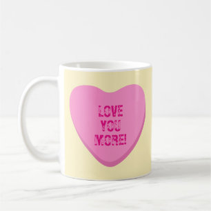 Love You More Love You Most Pinke Zuckerguss-Herze Kaffeetasse