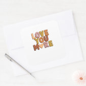 Love You More Minimal Romantic Style  Quadratischer Aufkleber (Umschlag)