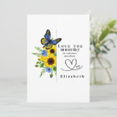 Love You Mummy Personalized Floral Flat Card (Stehend Vorderseite)