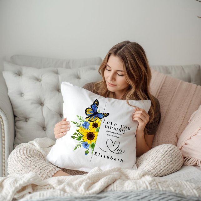 Love You Mummy Personalized Floral Throw Pillow Kissen (Von Creator hochgeladen)