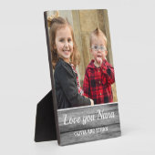 Love You Nana Rustic Gray Wood Grandchildren Photo Fotoplatte (Seite)