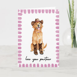 Love You Partner Cowboy Dog Valentines Day Card Feiertagskarte