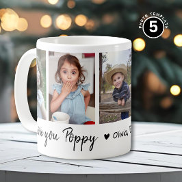 Love You Poppy Grandkids Names 5 Photo Collage Kaffeetasse