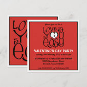 Love you red white Valentinstag Einladung (Vorne/Hinten)
