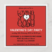 Love you red white Valentinstag Einladung