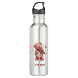 Love You Teddy with Violin Edelstahlflasche