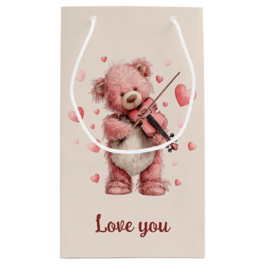 Love You Teddy with Violin Kleine Geschenktüte (Rückseite)