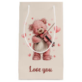 Love You Teddy with Violin Kleine Geschenktüte (Vorderseite)