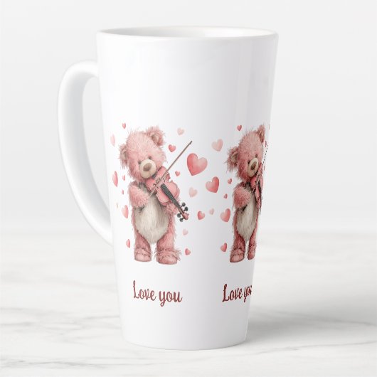 Love You Teddy with Violin Milchtasse (Linke Ecke)