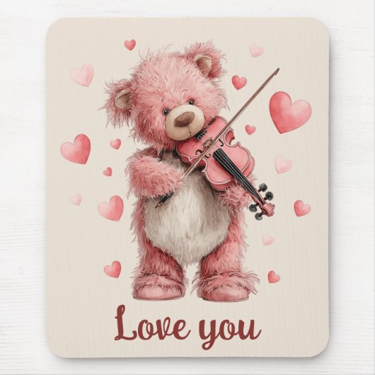 Love You Teddy with Violin Mousepad (Vorne)
