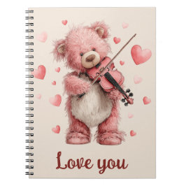 Love You Teddy with Violin Notizblock