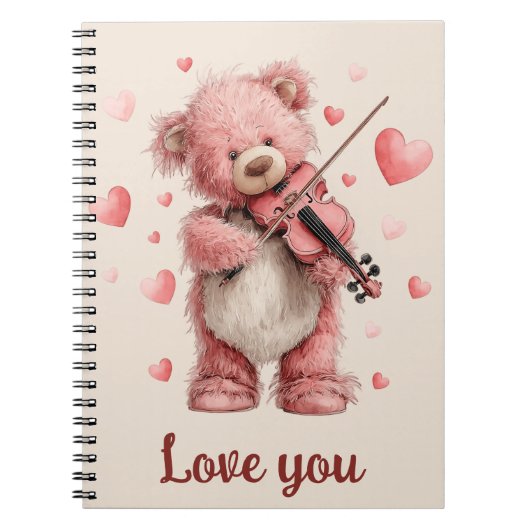 Love You Teddy with Violin Notizblock (Vorderseite)