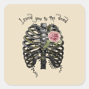 Love you to the Dead - Gothic Rib Cage Quadratischer Aufkleber