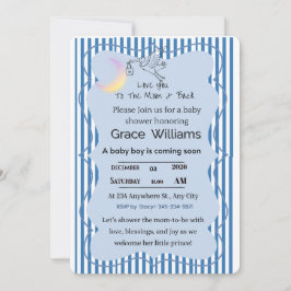 Love You to the Moon and Back Baby Boy Shower  Einladung