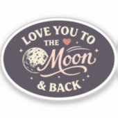 Love You to the Moon Retro Classic Valentine Aufkleber (Vorderseite)