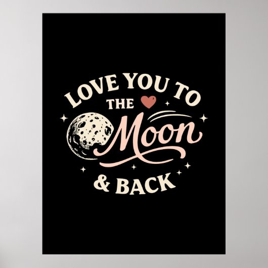 Love You to the Moon Retro Classic Valentine Poster (Vorne)