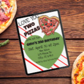 Love You Two Pizzas 2nd Birthday Einladung