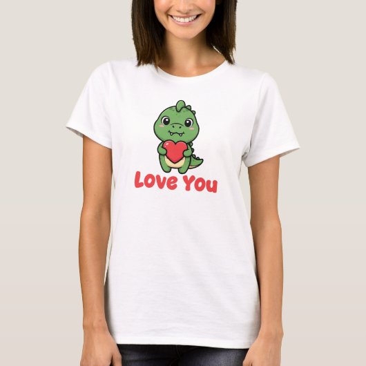 Love You, Valentine Dinosaur T-Shirt (Vorderseite)