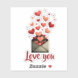 Love You Valentine Envelope Design Aufkleber