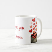 Love You Valentine Envelope Design Kaffeetasse (VorderseiteRechts)