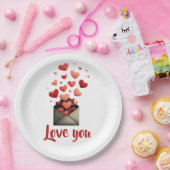 Love You Valentine Envelope Design Pappteller (Party)