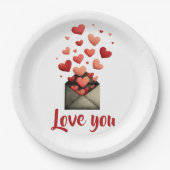 Love You Valentine Envelope Design Pappteller (Vorderseite)