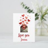 Love You Valentine Envelope Design Postkarte (Stehend Vorderseite)