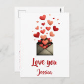 Love You Valentine Envelope Design Postkarte (Vorne/Hinten)