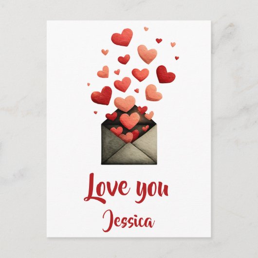 Love You Valentine Envelope Design Postkarte (Vorderseite)