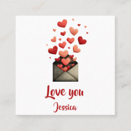 Love You Valentine Envelope Design Quadratische Visitenkarte