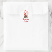 Love You Valentine Envelope Design Runder Aufkleber (Tasche)