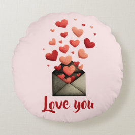 Love You Valentine Envelope Design Rundes Kissen