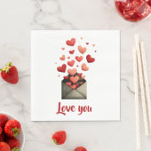 Love You Valentine Envelope Design Serviette (Beispiel)